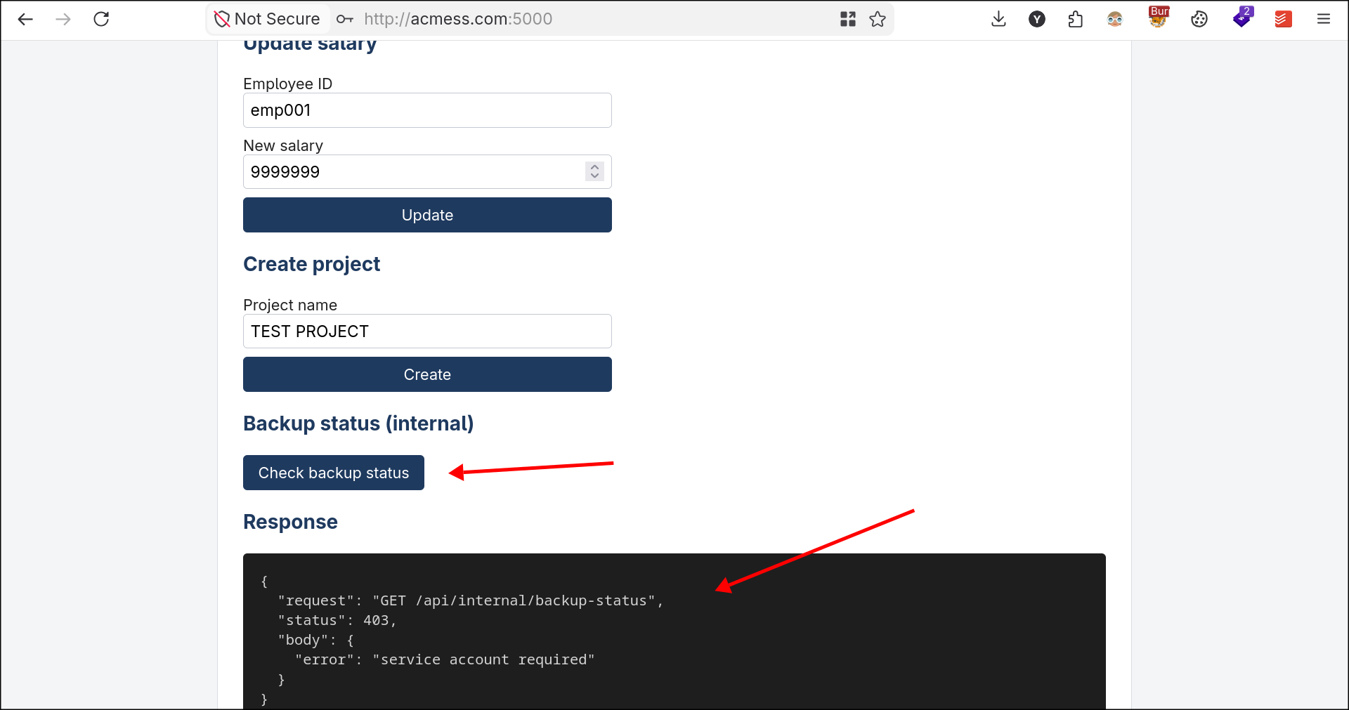 Check backup status request