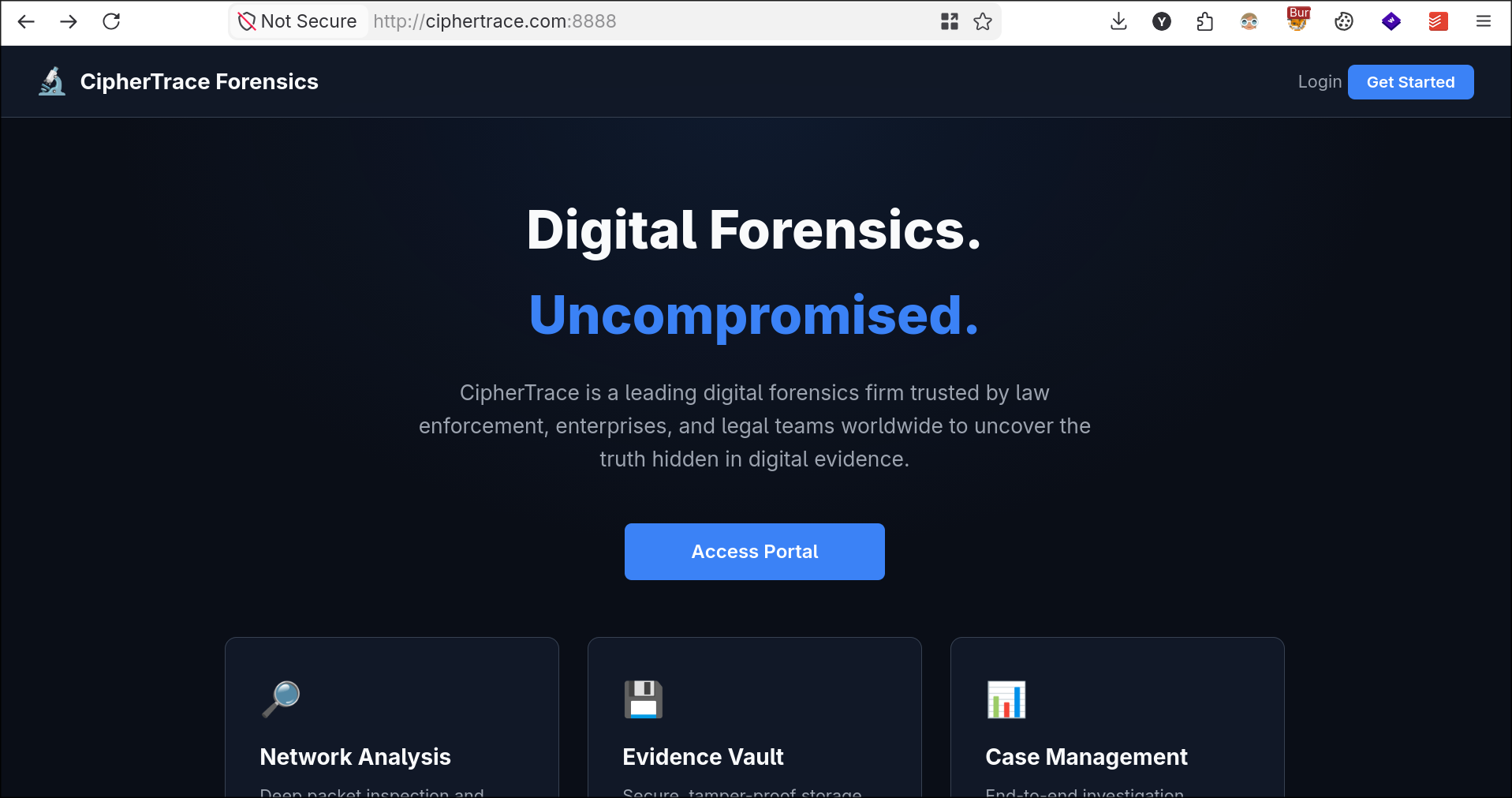CipherTrace CTF landing page