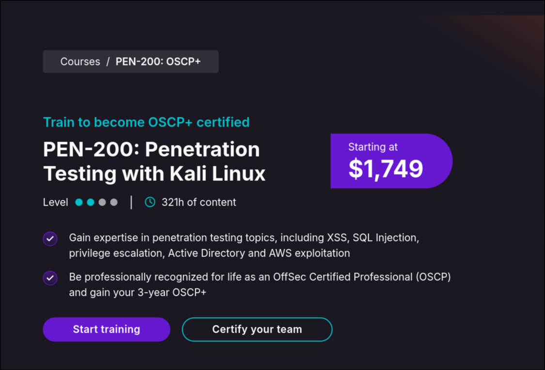 OSCP price comparison