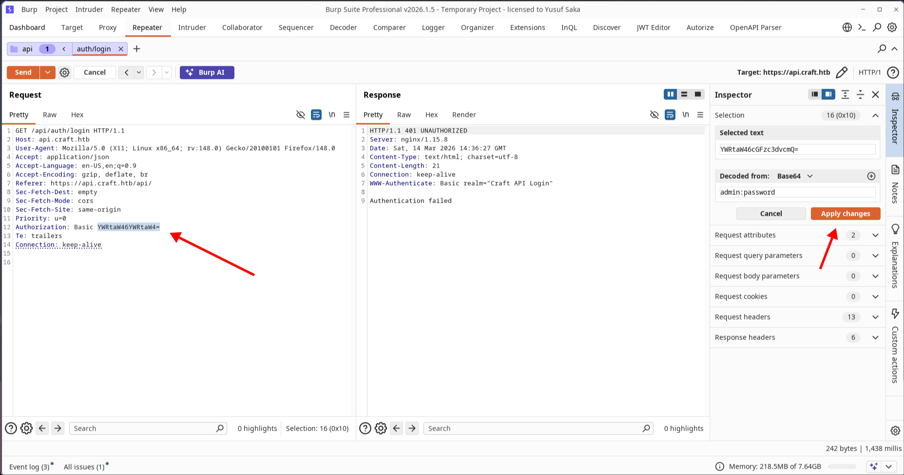 Burp Basic Auth tip