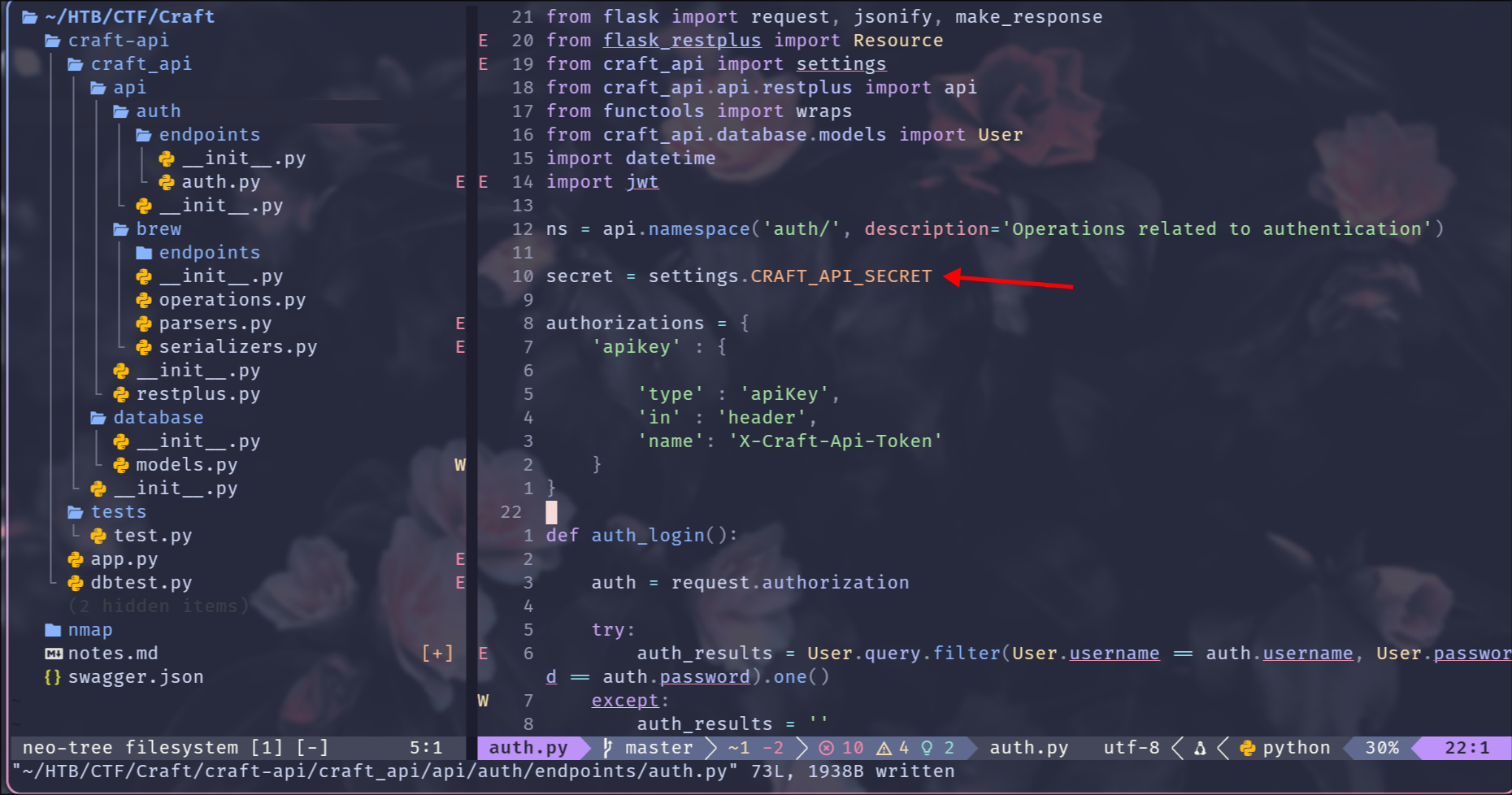 Auth flow in source