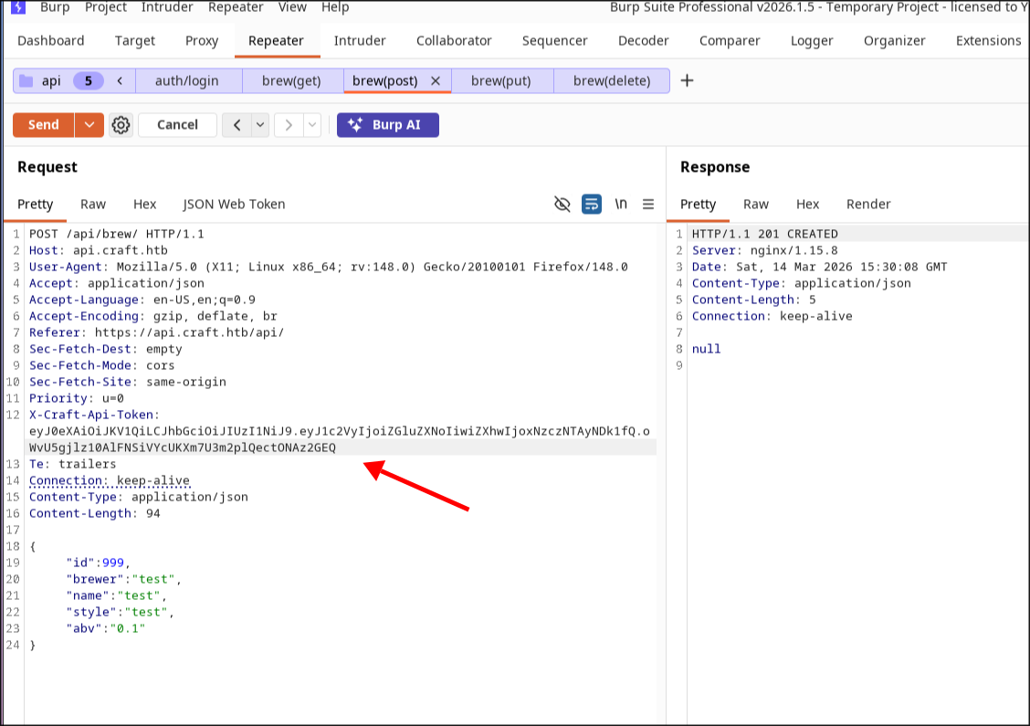 Create brew with token