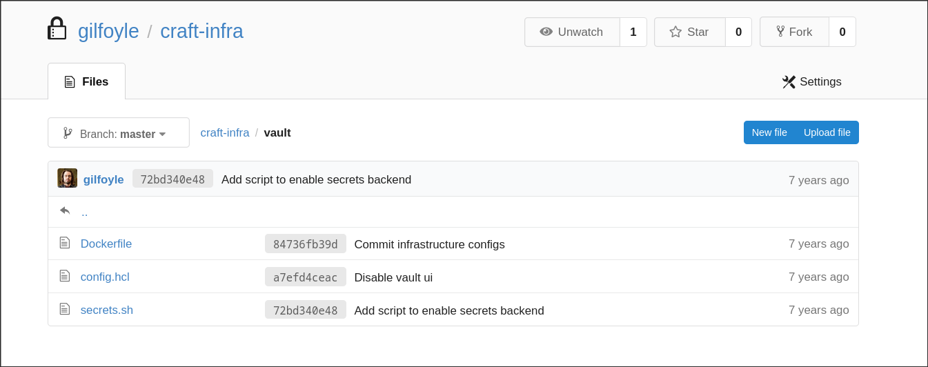 Vault files in repo