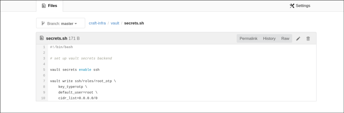 Vault secrets file