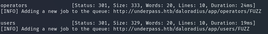 ffuf recursive results