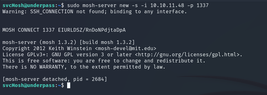 Starting mosh-server