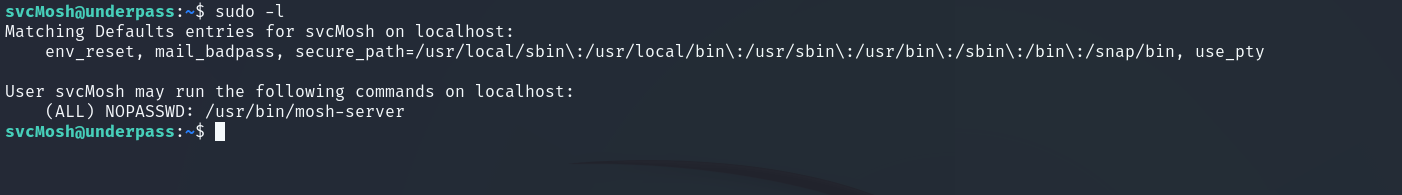 sudo -l output